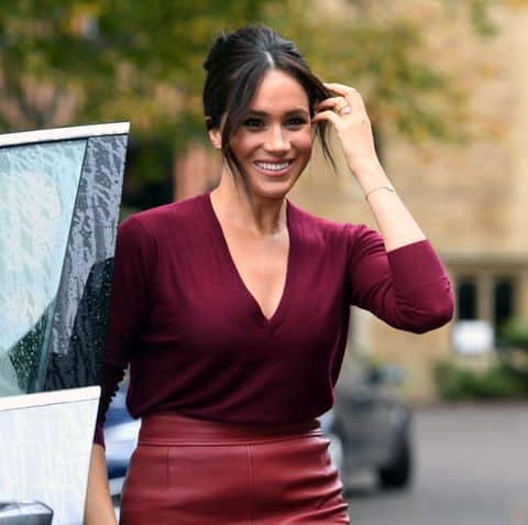 "what meghan wore today where to buy meghan markle clothes burgundy red/dark red royal family royalty british UK Colorful Chic"