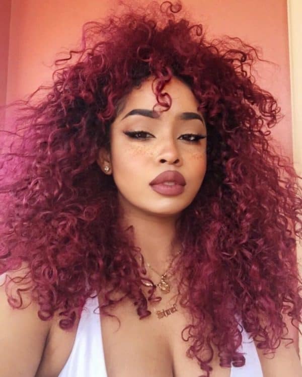 Copy These Female Celebrity Hairstyles Burgundy Red Curly Hair Ideas